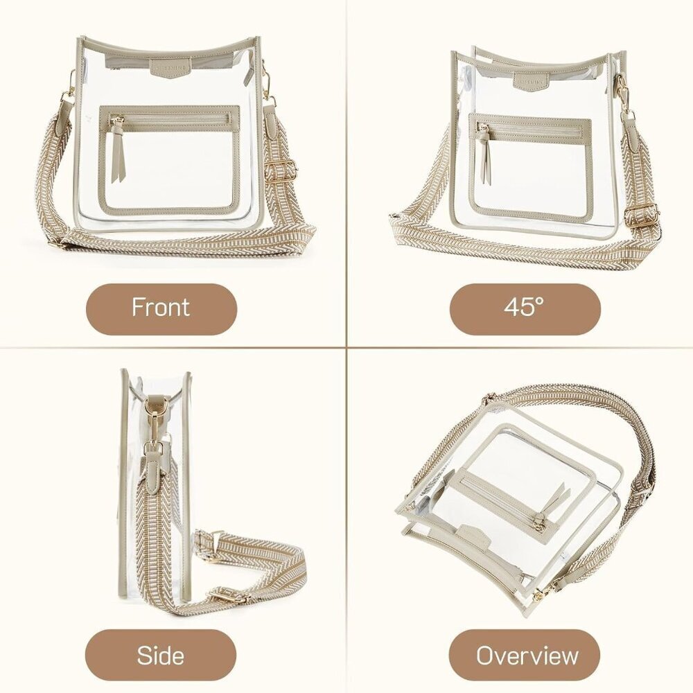 Clear Crossbody Bag Women PVC Stadium Approved Concert Purse with Adjustable Str - Picture 7 of 7
